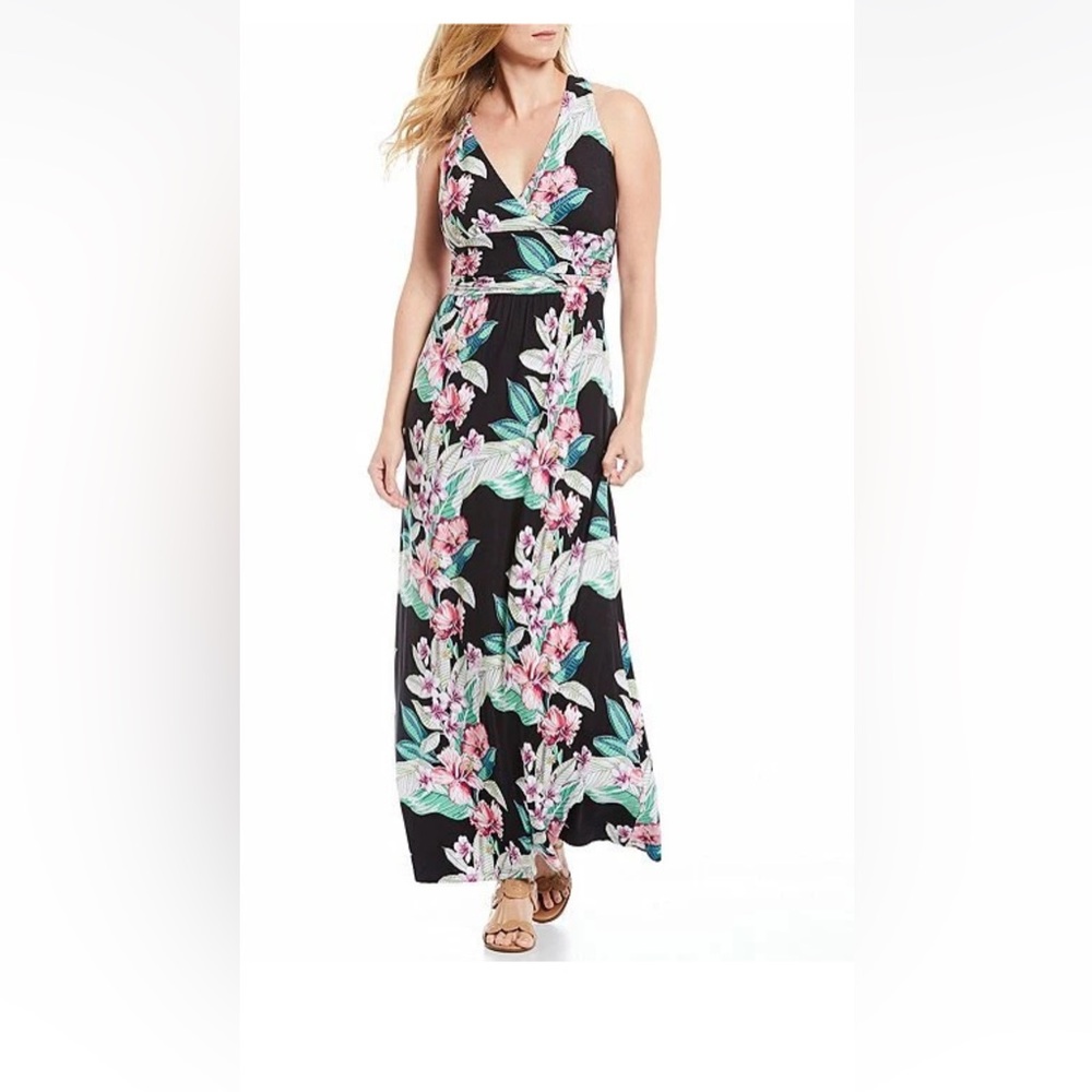 Tommy Bahama Black Maci Dress with Pink Floral Design